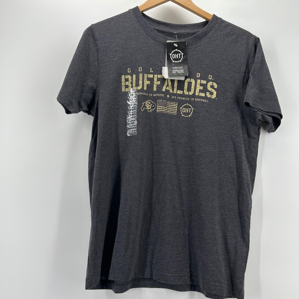 Colosseum Colorado Buffaloes Youth XL Gray Graphic T-Shirt NWT Military Support